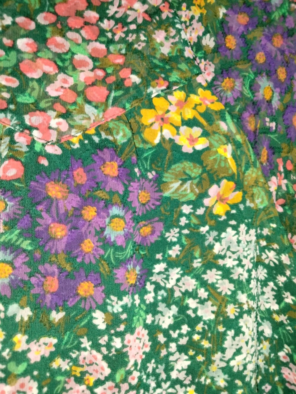 Maeve (Sz M) Multicolor Floral V-Neck Semi-sheer SS Tiered Skirt Hem Midi Dress - Picture 7 of 16